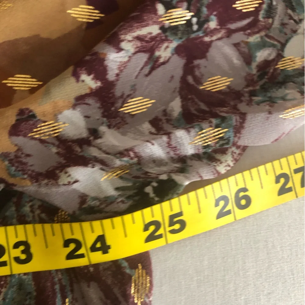Anthropologie Fig & Flower Mixed Media Floral Button Front Semi Sheer Boho Plus - Picture 11 of 16